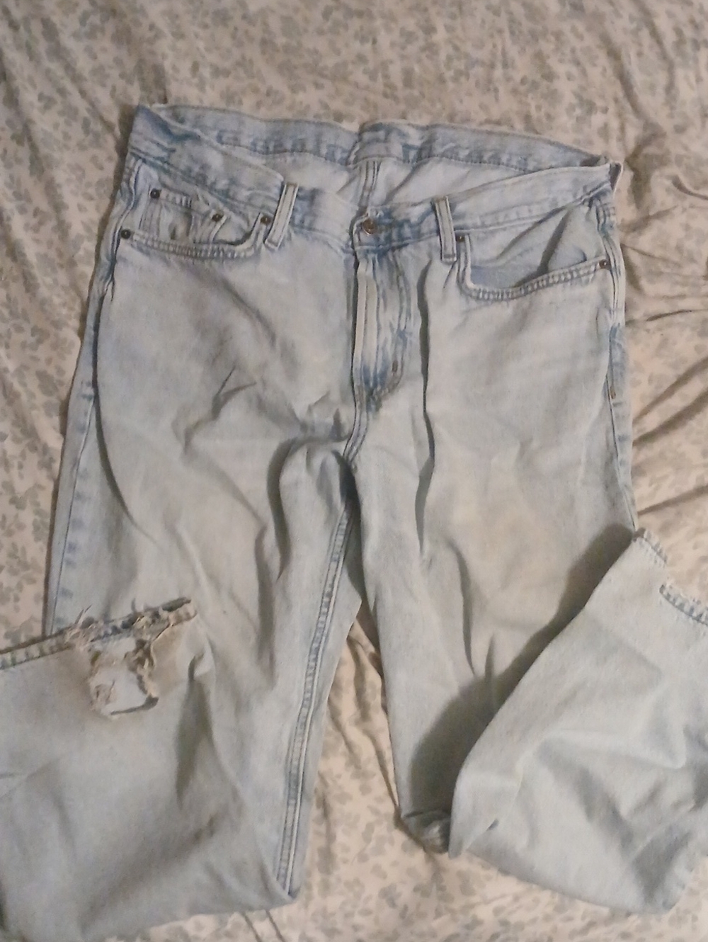 Old Navy Light Blue Boyfriend Jeans with Distressed Hem